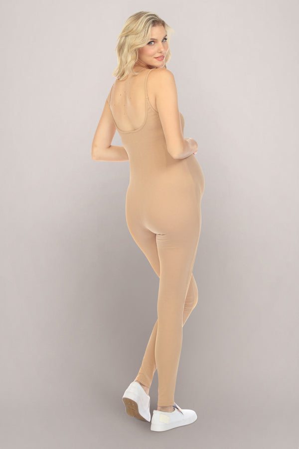 Camel Brown Jumpsuit Maternity Dress Back
