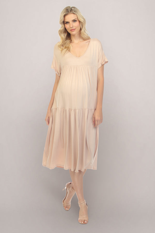 Neutral Maternity Dress Full