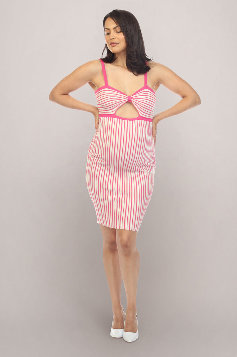 Pink White Short Maternity Dress