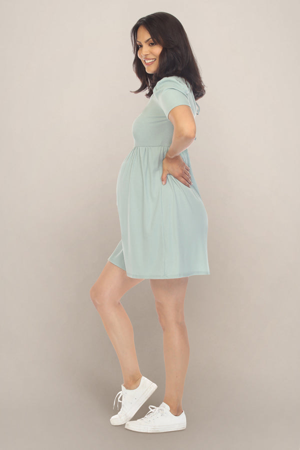 Plain Mint Maternity Dress Side
