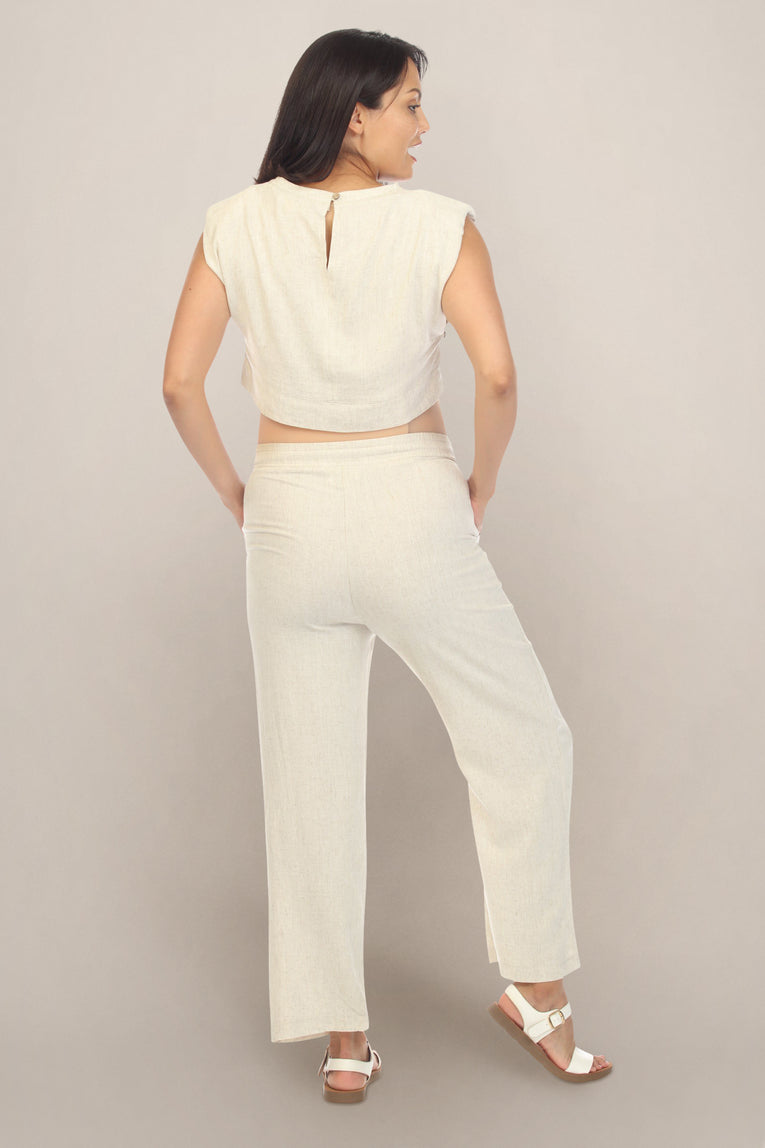 Plain Sand Top Bottom Maternity Dress Back