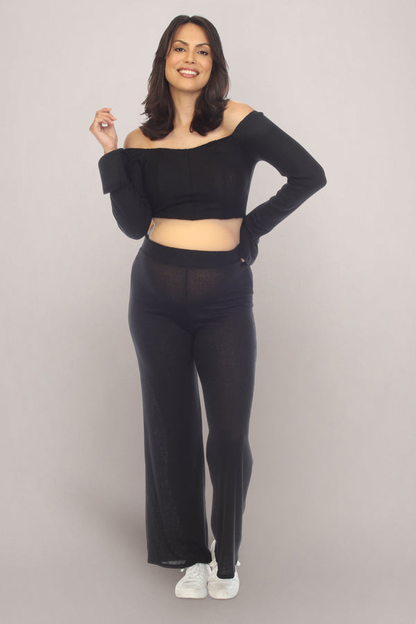 Solid Black Maternity Dress Front