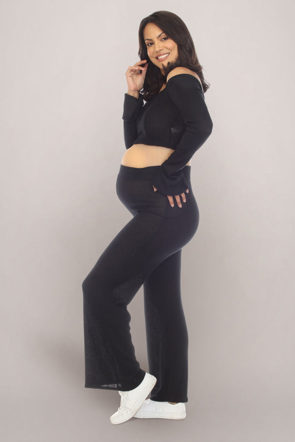 Solid Black Maternity Dress Side