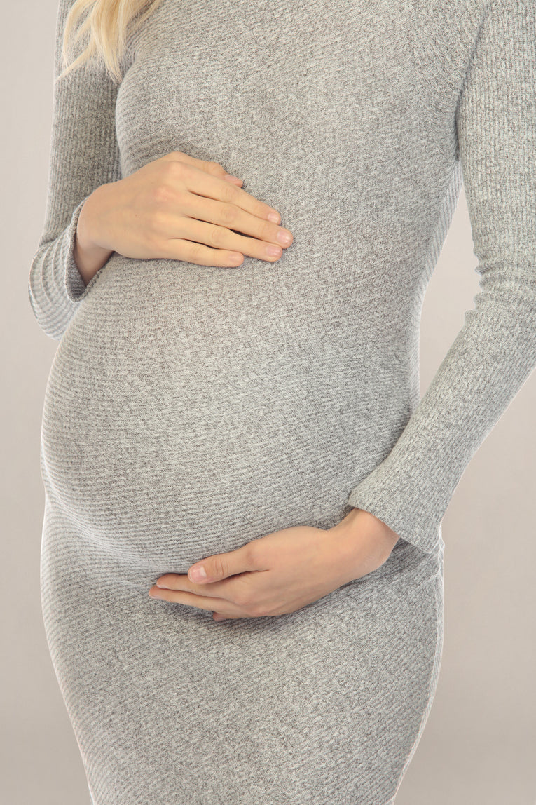 Textured Grey Maternity Dress