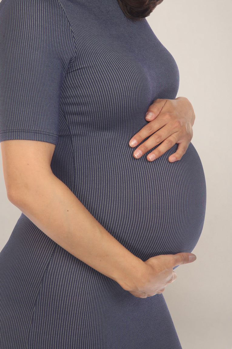 Textured Navy Maternity Dress