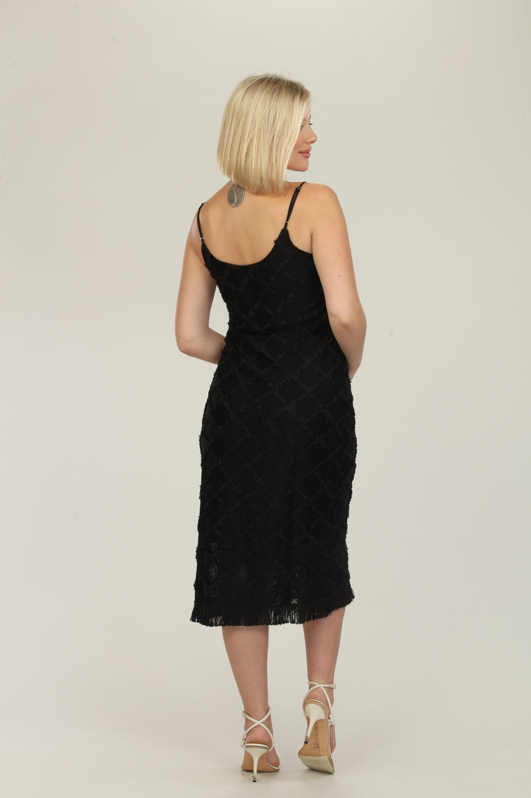 Black Fringe Mesh Maternity Midi Dress Large Black Fringe Mesh Maternity Midi Dress Large
