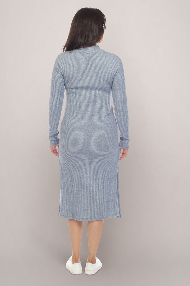 Blue Long Sleeve Maternity Midi Maternity Dress with Bow Front M Blue Long Sleeve Maternity Midi Maternity Dress with Bow Front M
