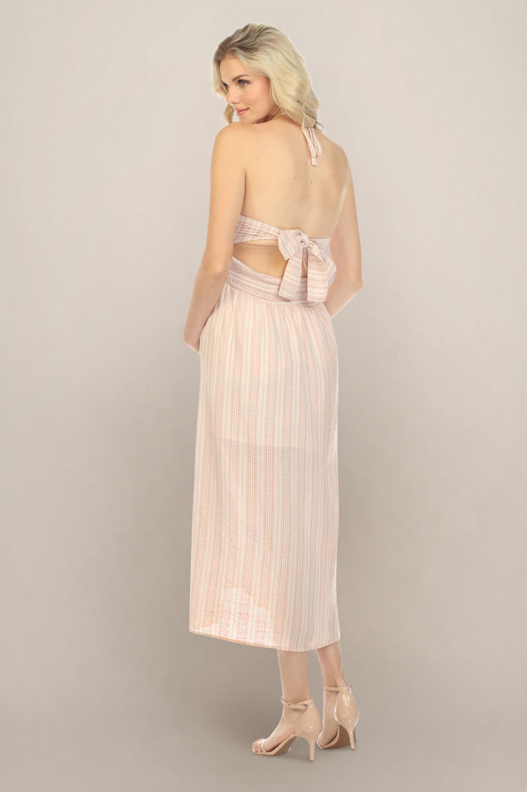 Pink Stripe Halter Maternity Dress Pink Stripe Halter Maternity Dress