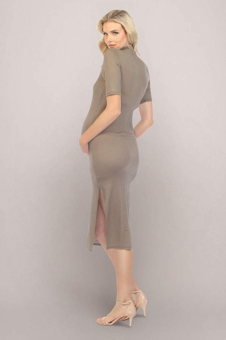 Plain Olive Maternity Dress Back