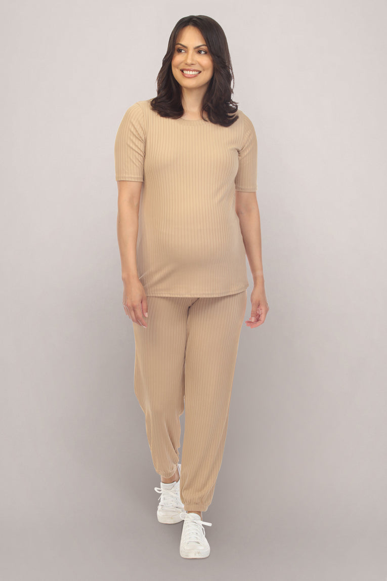 Plain Taupe Maternity Dress