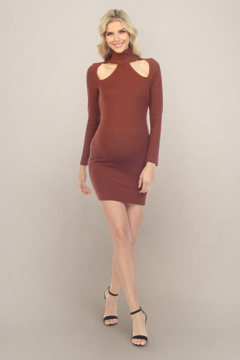 Red Brown Maternity Bodycon Maternity Dress with Collar Cut Outs S Red Brown Maternity Bodycon Maternity Dress with Collar Cut Outs S