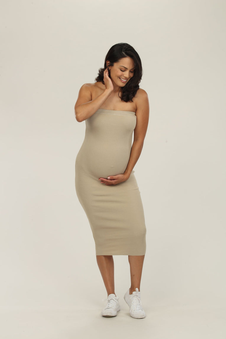 Stone Maternity Dress Front